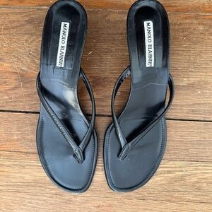 Manolo Blahnik Sleek Black Sandals
